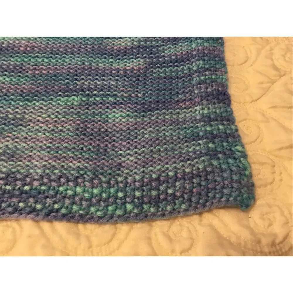 New Handmade Crocheted Baby Blanket Lap blanket Blue‎ purple 35LX26W inches
